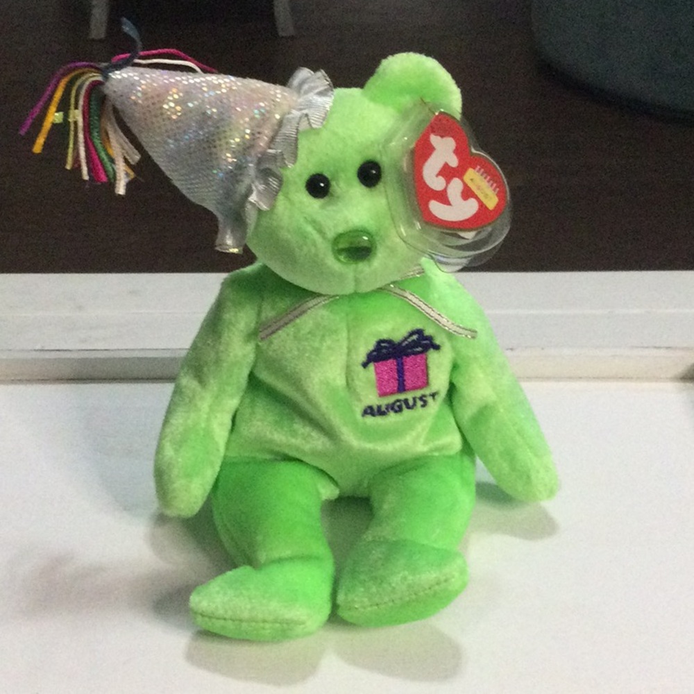 TY Beanie August Birthday Bear with hat